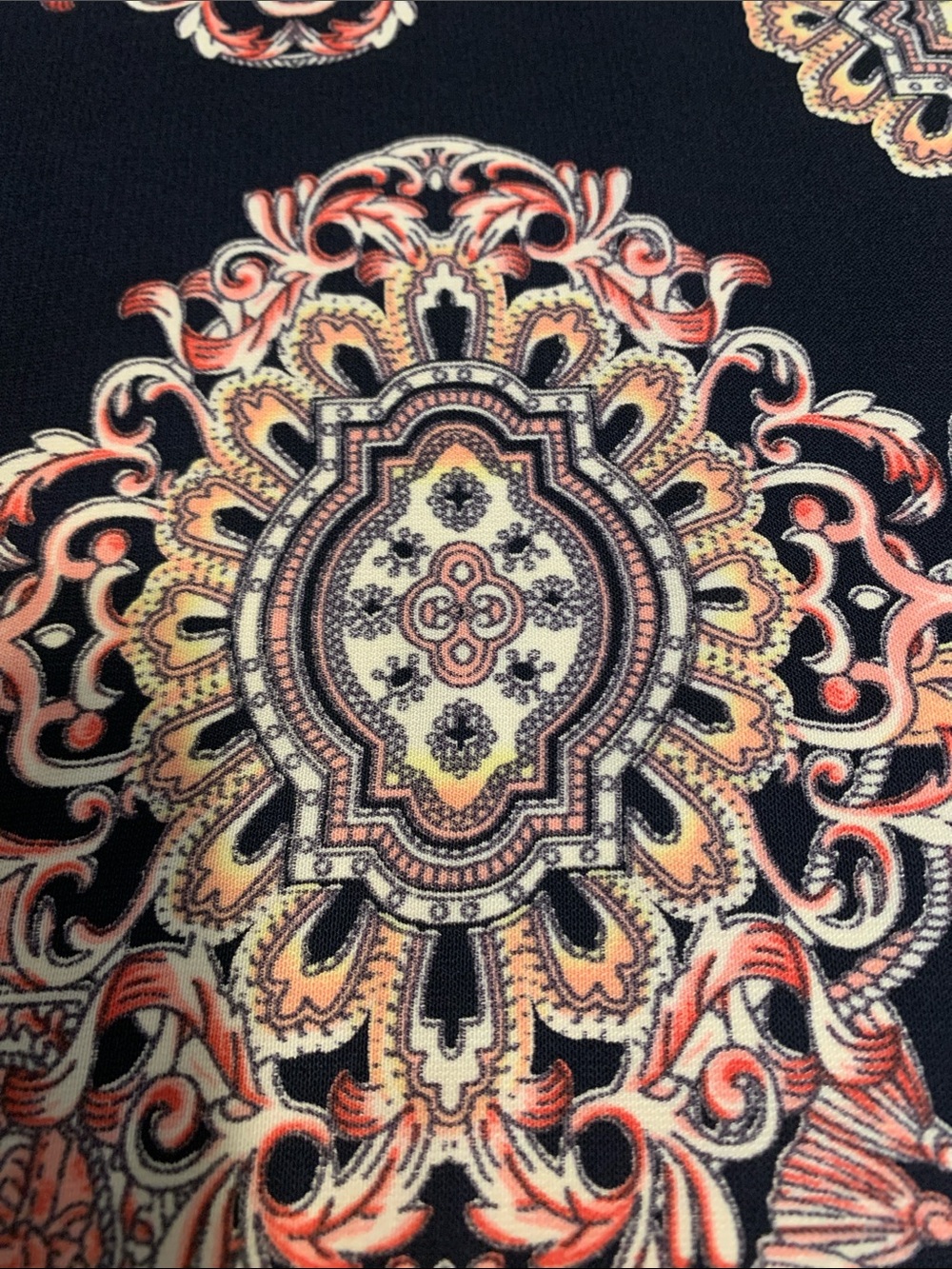 I JOAH Black Printed Open Front Kimono Cardigan with Teal & Coral Accents - Picture 7 of 7